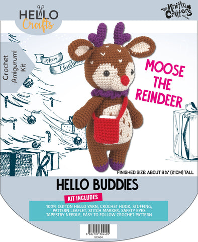 Knitty Critters - Hello Buddies - Moose The Reindeer | DIY Amigurumi Crochet Kit