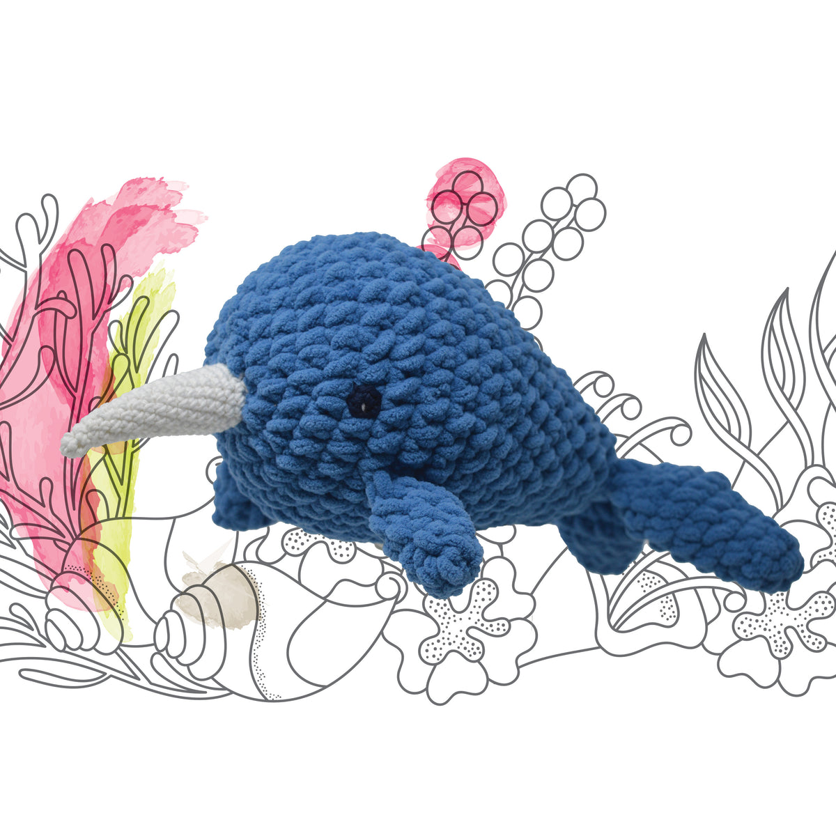 Knitty Critters - Cheeky Chums - Narwhal | DIY Amigurumi Crochet Kit