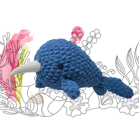 Knitty Critters - Cheeky Chums - Narwhal | DIY Amigurumi Crochet Kit