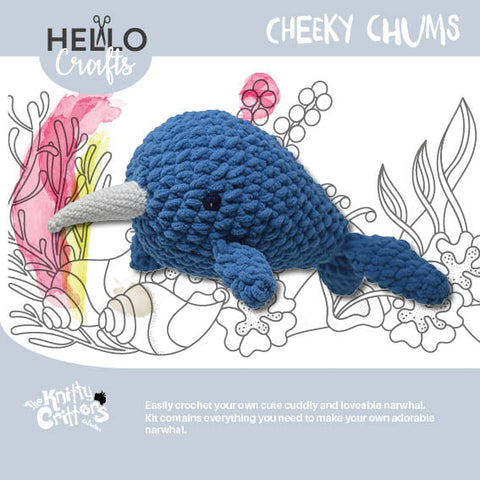 Knitty Critters - Cheeky Chums - Narwhal | DIY Amigurumi Crochet Kit