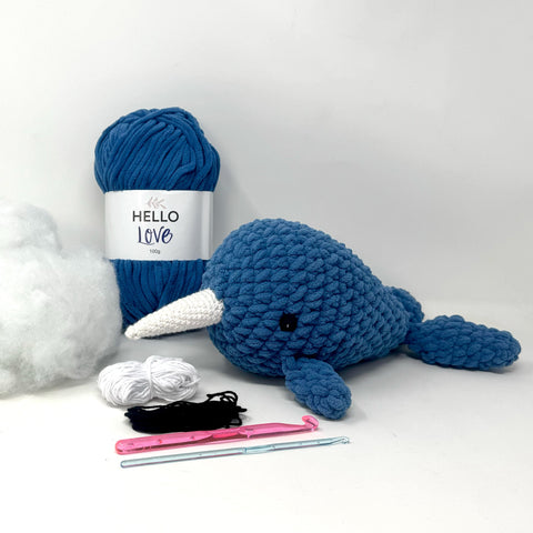 Knitty Critters - Cheeky Chums - Narwhal | DIY Amigurumi Crochet Kit