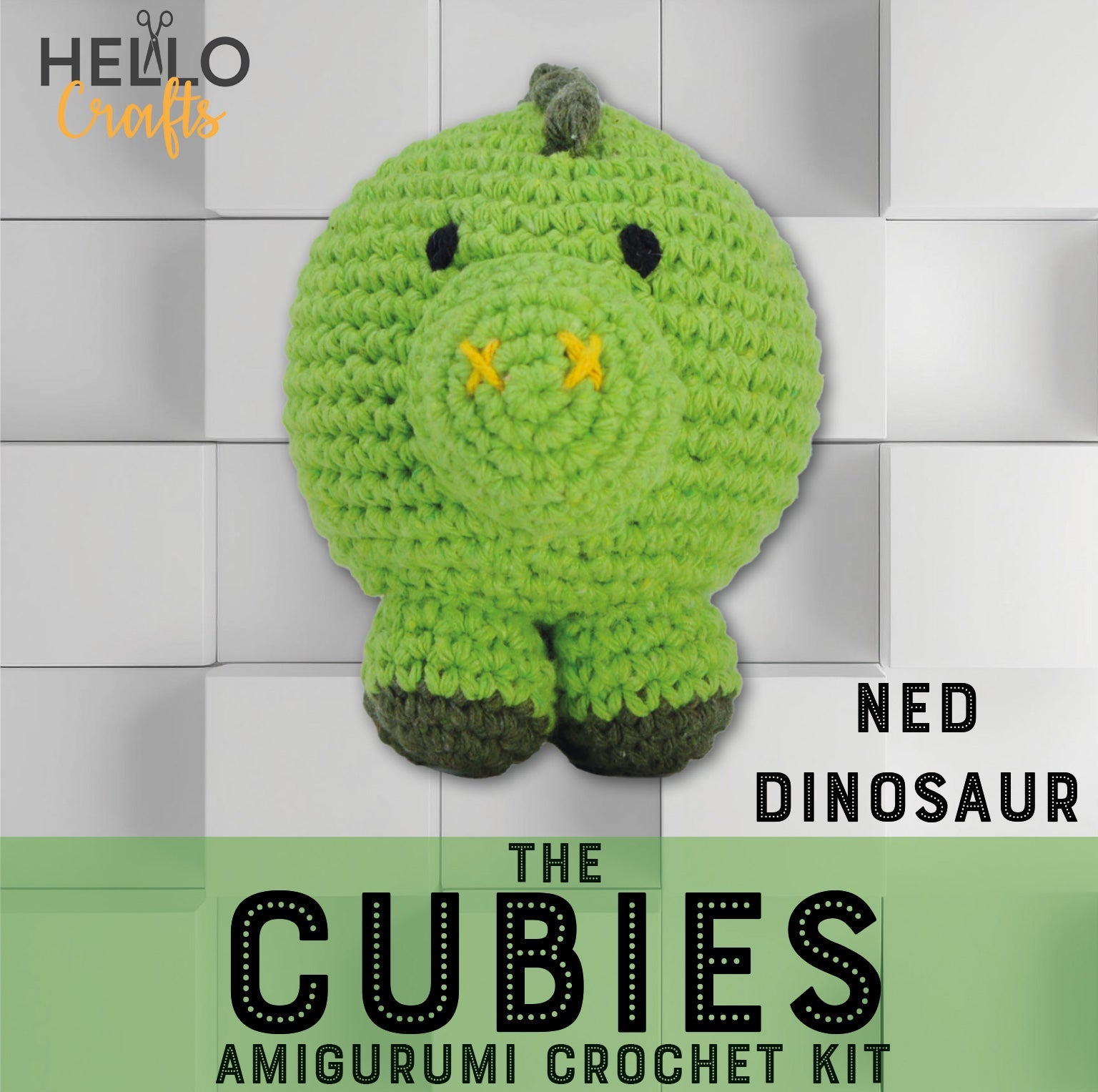 Knitty Critters - Cubies - Ned Dinosaur | DIY Amigurumi Crochet Kit