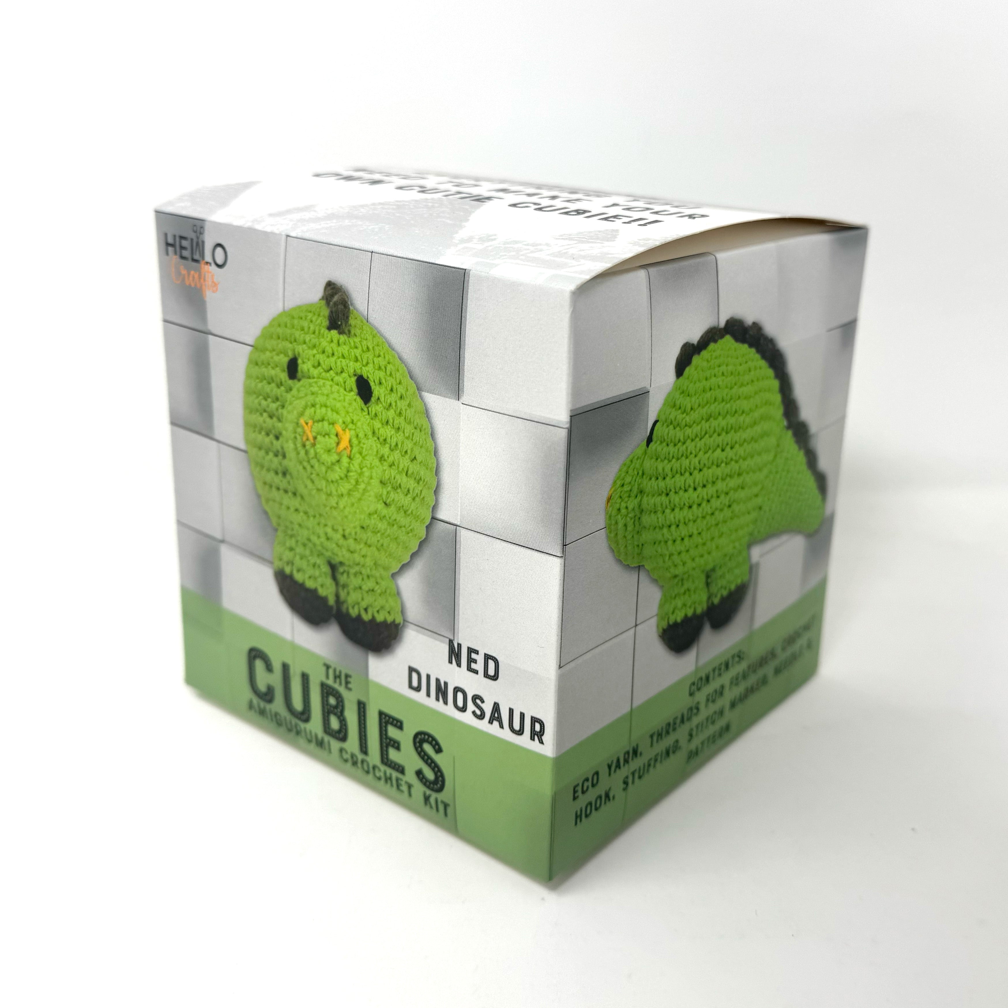 Knitty Critters - Cubies - Ned Dinosaur | DIY Amigurumi Crochet Kit