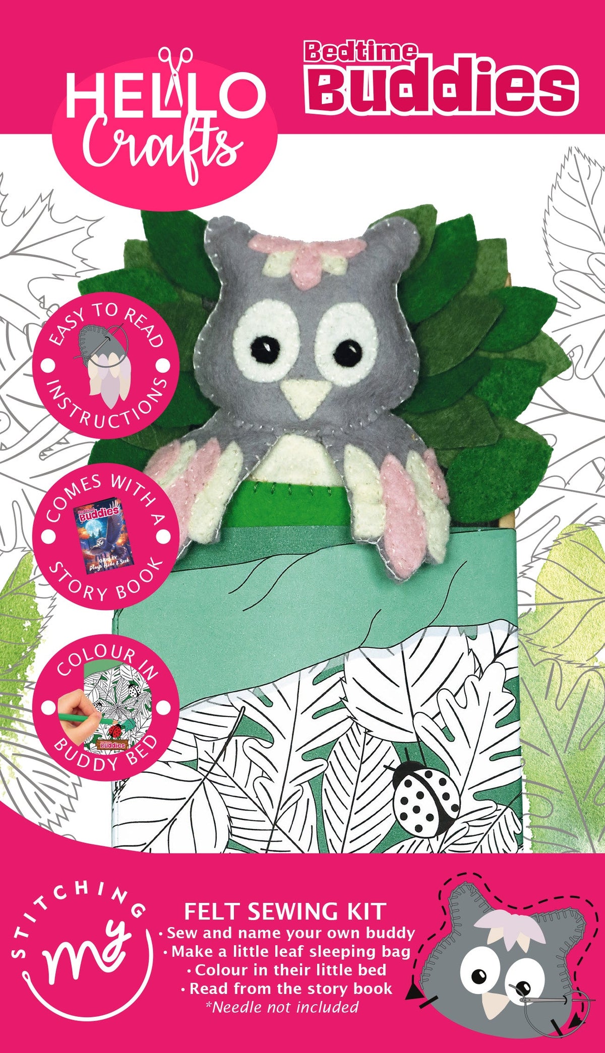 Bedtime Buddies Felt Sewing Kit - Create Oakley the Owl | Magical Craft for Kids & Beginners