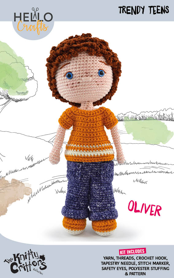 Knitty Critters - Trendy Teens - Oliver | DIY Amigurumi Crochet Kit