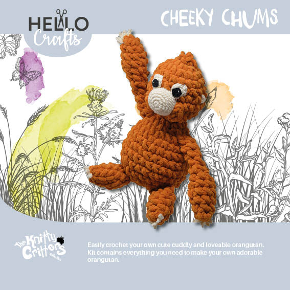 Knitty Critters - Cheeky Chums - Orangutan | DIY Amigurumi Crochet Kit