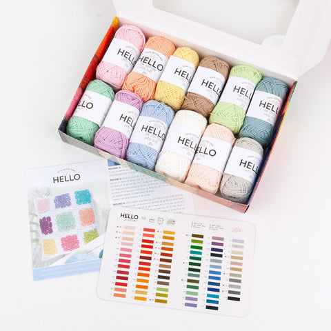 Hello Cotton Yarn - 12 x 25g Ball Collection | Pastels Colours