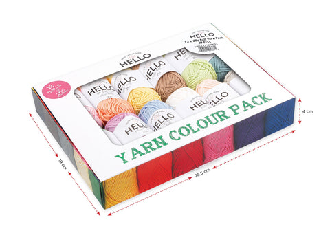 Hello Cotton Yarn - 12 x 25g Ball Collection | Pastels Colours