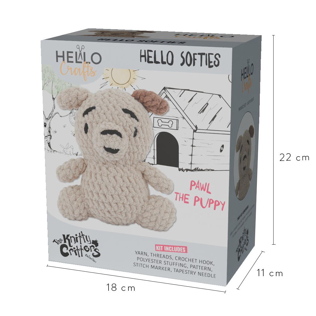 Knitty Critters - Hello Softies - Pawl The Puppy | DIY Amigurumi Crochet Kit