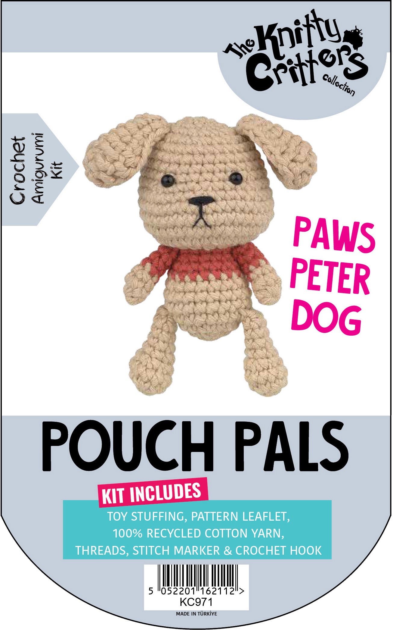 Knitty Critters - Pouch Pals I Paws Peter Dog | DIY Amigurumi Crochet Kit