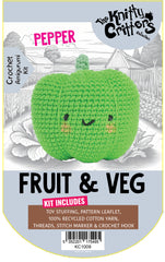 Knitty Critters - Pouch Pals I Pepper | DIY Vegetable Amigurumi Crochet Kit