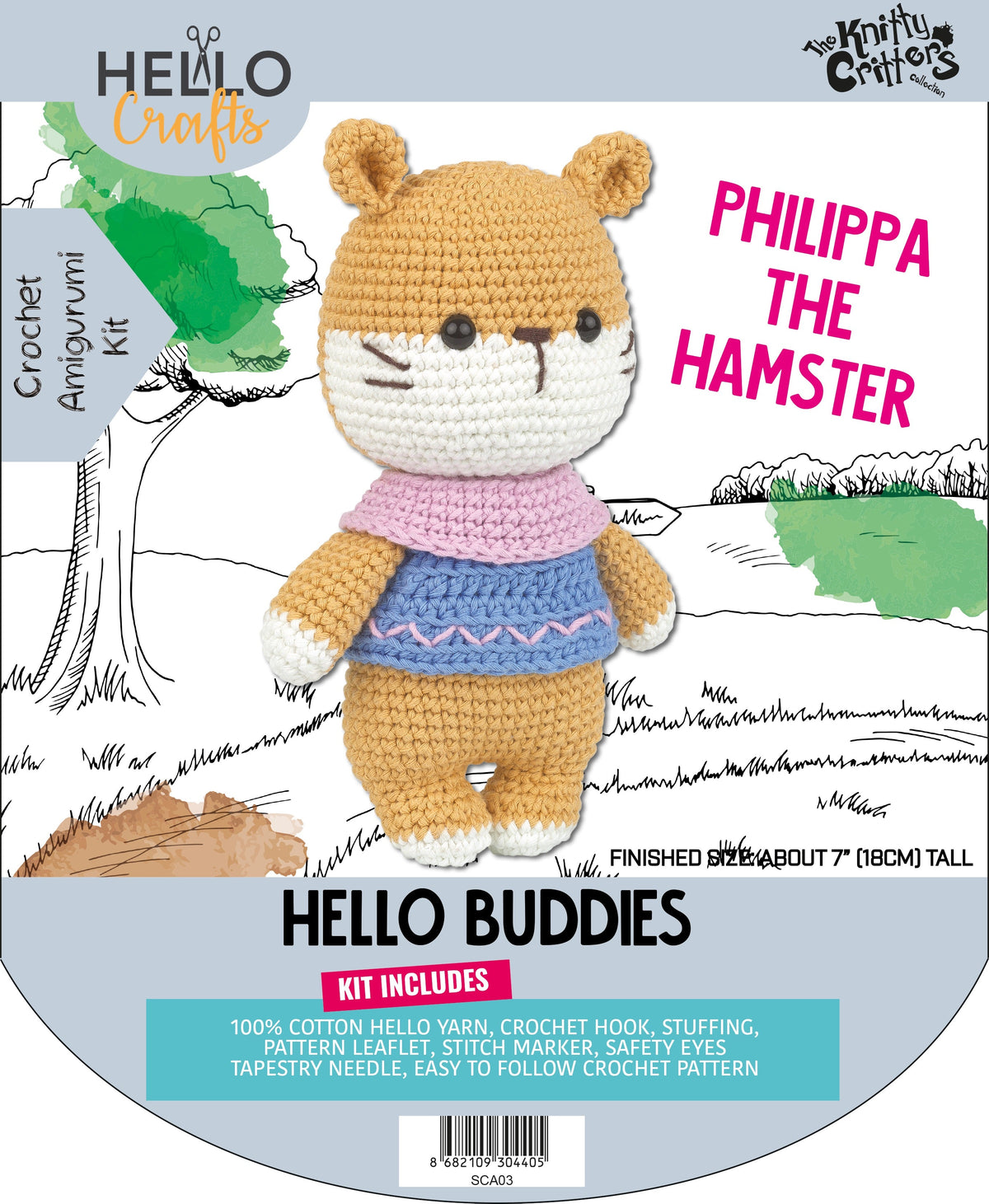 Knitty Critters - Hello Buddies - Philippa The Hamster | DIY Amigurumi Crochet Kit