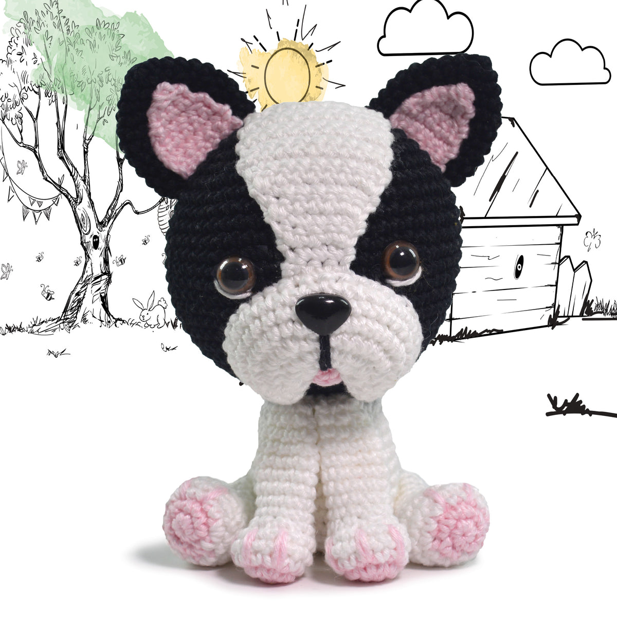 Knitty Critters - Cats & Dogs - Pierre French Bulldog | DIY Amigurumi Crochet Kit