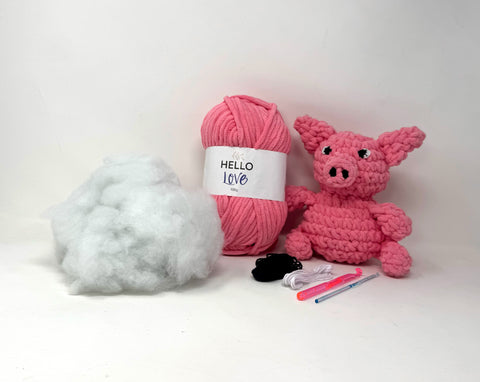 Knitty Critters - Cheeky Chums - Piggy | DIY Amigurumi Crochet Kit