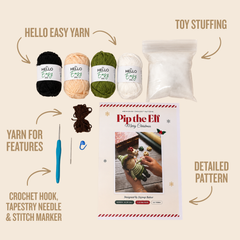 Hello Artisan Box Christmas Adorables - Pip the Elf | DIY Crochet Amigurumi Kit