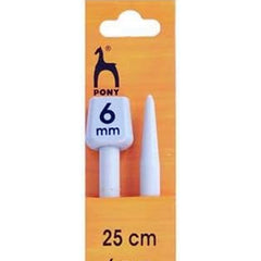 Pony Single Pointed Knitting Needles - 25cm (Option: 4mm, 5mm, 5.5mm, 6mm, 8mm)