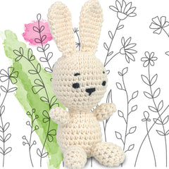 Knitty Critters - Pouch Pals I Popcorn The Bunny | DIY Amigurumi Crochet Kit