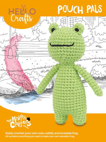 Knitty Critters - Pouch Pals I Trevor The Frog | DIY Amigurumi Crochet Kit