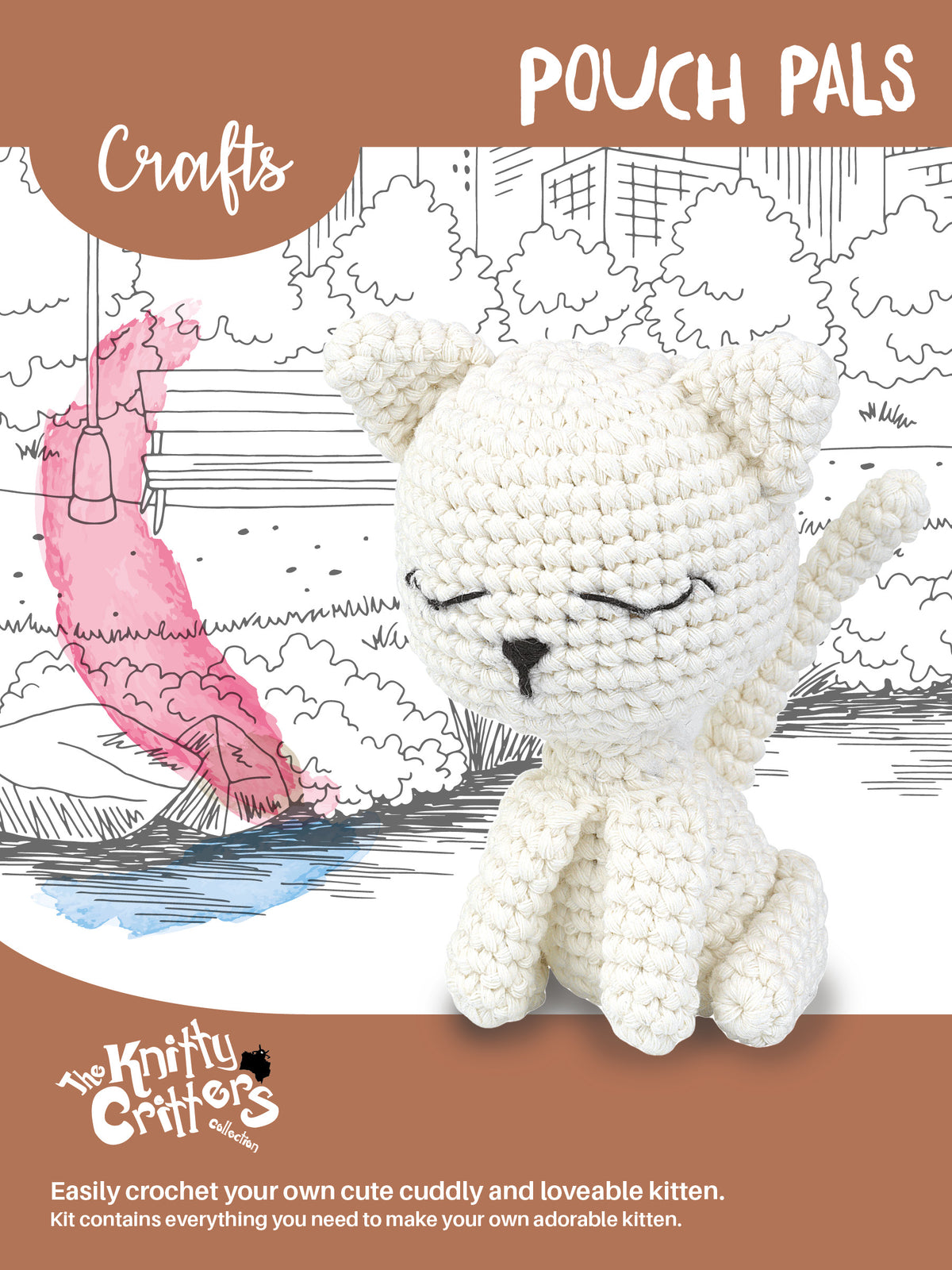 Knitty Critters - Pouch Pals I Nugget The Kitten | DIY Amigurumi Crochet Kit