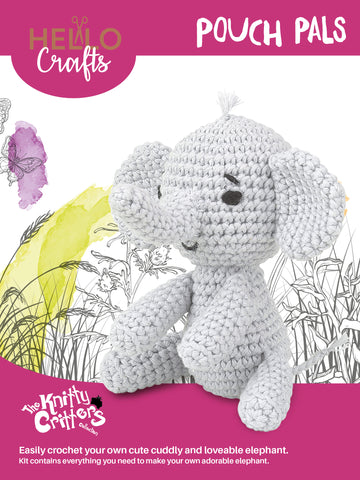 Knitty Critters - Pouch Pals I Ross The Elephant | DIY Amigurumi Crochet Kit