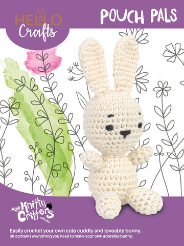 Knitty Critters - Pouch Pals I Popcorn The Bunny | DIY Amigurumi Crochet Kit