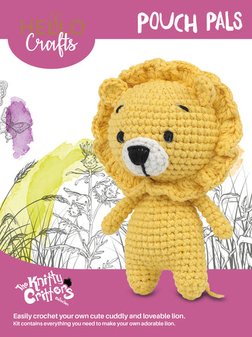 Knitty Critters - Pouch Pals I Leo The Lion | DIY Amigurumi Crochet Kit