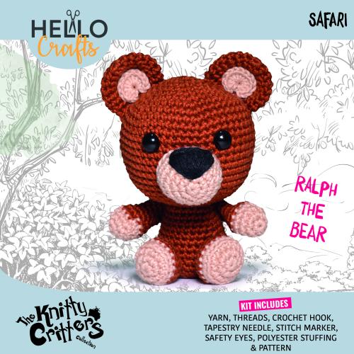 Knitty Critters - Safari - Ralph The Bear | DIY Amigurumi Crochet Kit