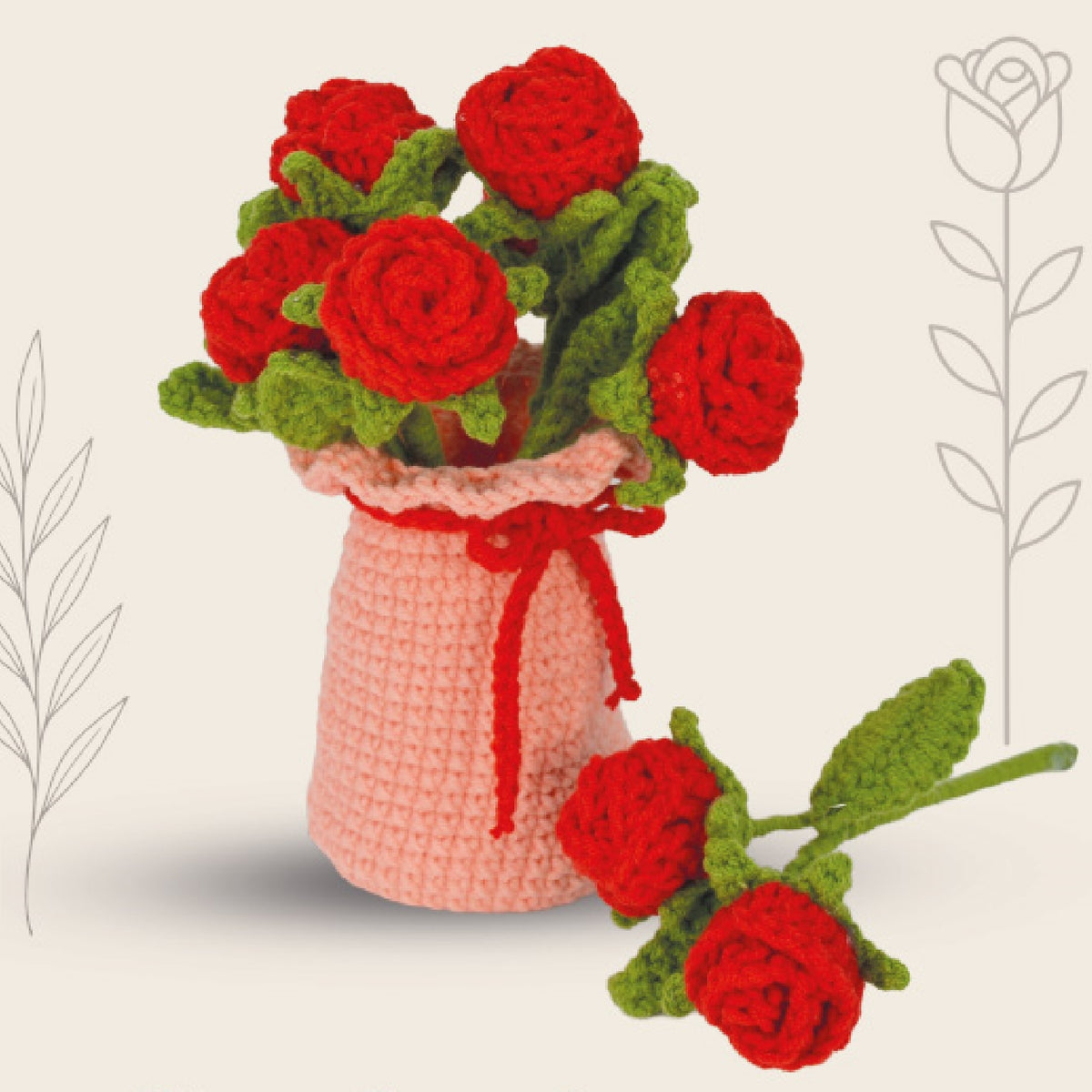 Forever Florals - Roses and Vase Crochet Kit