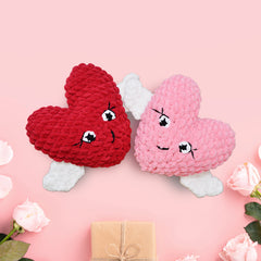 Knitty Critters - Lovies - Red/Pink Heart | DIY Amigurumi Crochet Kit