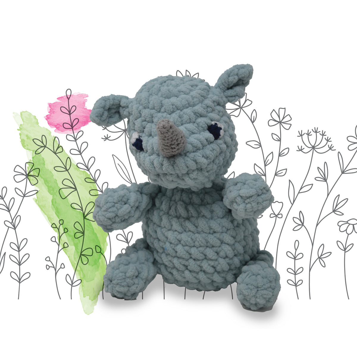 Knitty Critters - Cheeky Chums - Rhino | DIY Amigurumi Crochet Kit