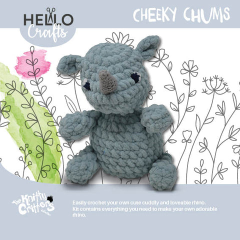 Knitty Critters - Cheeky Chums - Rhino | DIY Amigurumi Crochet Kit