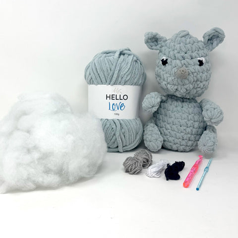 Knitty Critters - Cheeky Chums - Rhino | DIY Amigurumi Crochet Kit