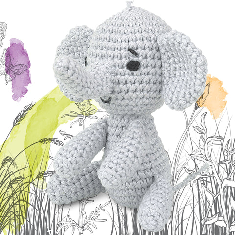 Knitty Critters - Pouch Pals I Ross The Elephant | DIY Amigurumi Crochet Kit