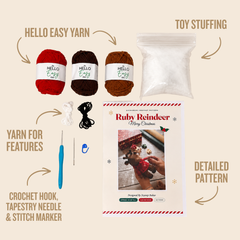 Hello Artisan Box Christmas Adorables - Ruby Reindeer | DIY Crochet Amigurumi Kit