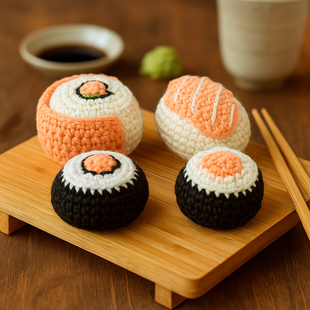 Knitty Critters - Sushi Sets - Salmon Sushi | DIY Amigurumi Crochet Kit