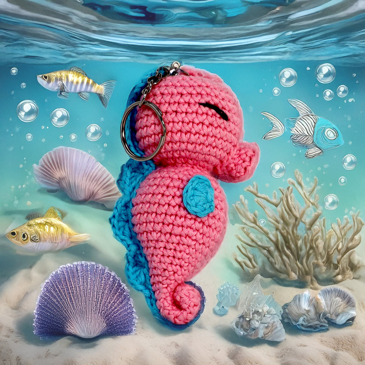 Knitty Critters - Sealife Keyrings - Seahorse | DIY Amigurumi Crochet Kit