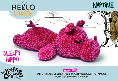 Knitty Critters - Naptime - Sleepy Hippo | DIY Amigurumi Crochet Kit