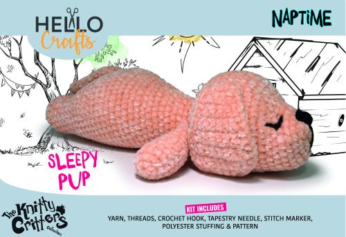 Knitty Critters - Naptime - Sleepy Pup | DIY Amigurumi Crochet Kit