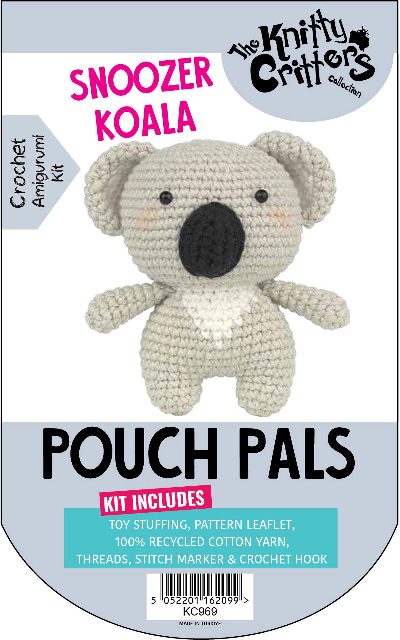 Knitty Critters - Pouch Pals I Snoozer Koala | DIY Amigurumi Crochet Kit