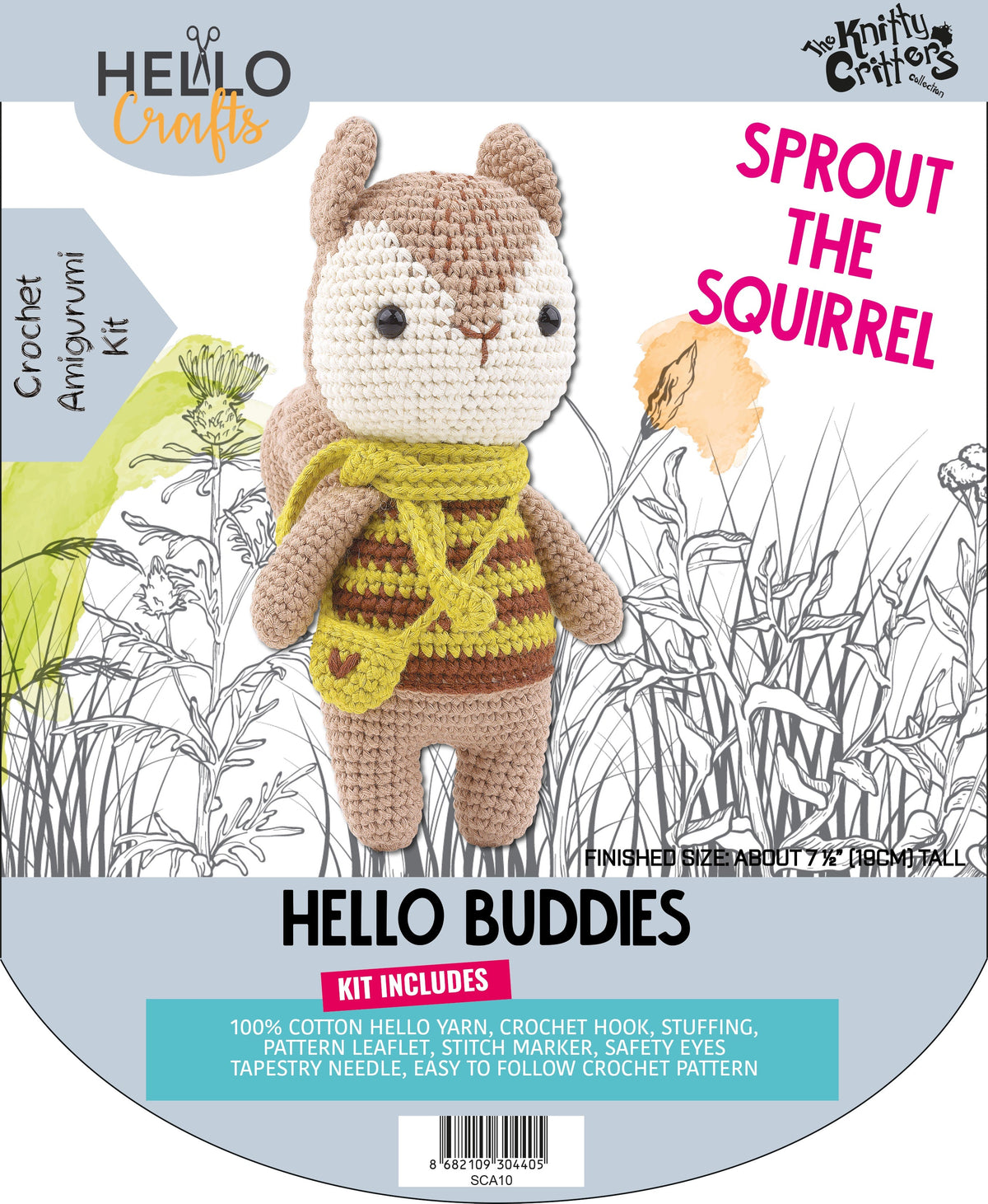 Knitty Critters - Hello Buddies - Sprout The Squirrel | DIY Amigurumi Crochet Kit