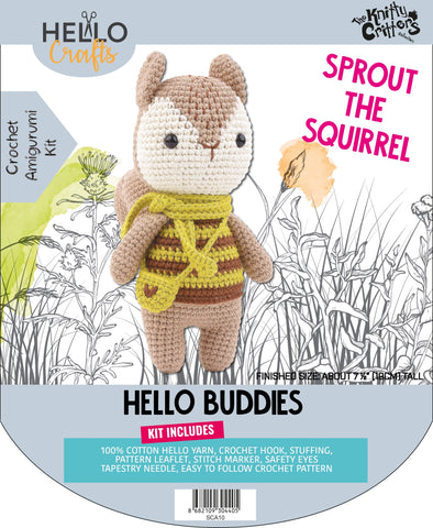 Knitty Critters - Hello Buddies - Sprout The Squirrel | DIY Amigurumi Crochet Kit