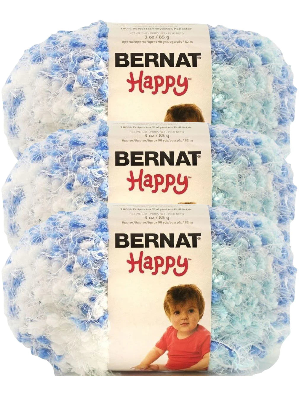 BULK BUY - Bernat Happy 85g - Pack of 3 Balls