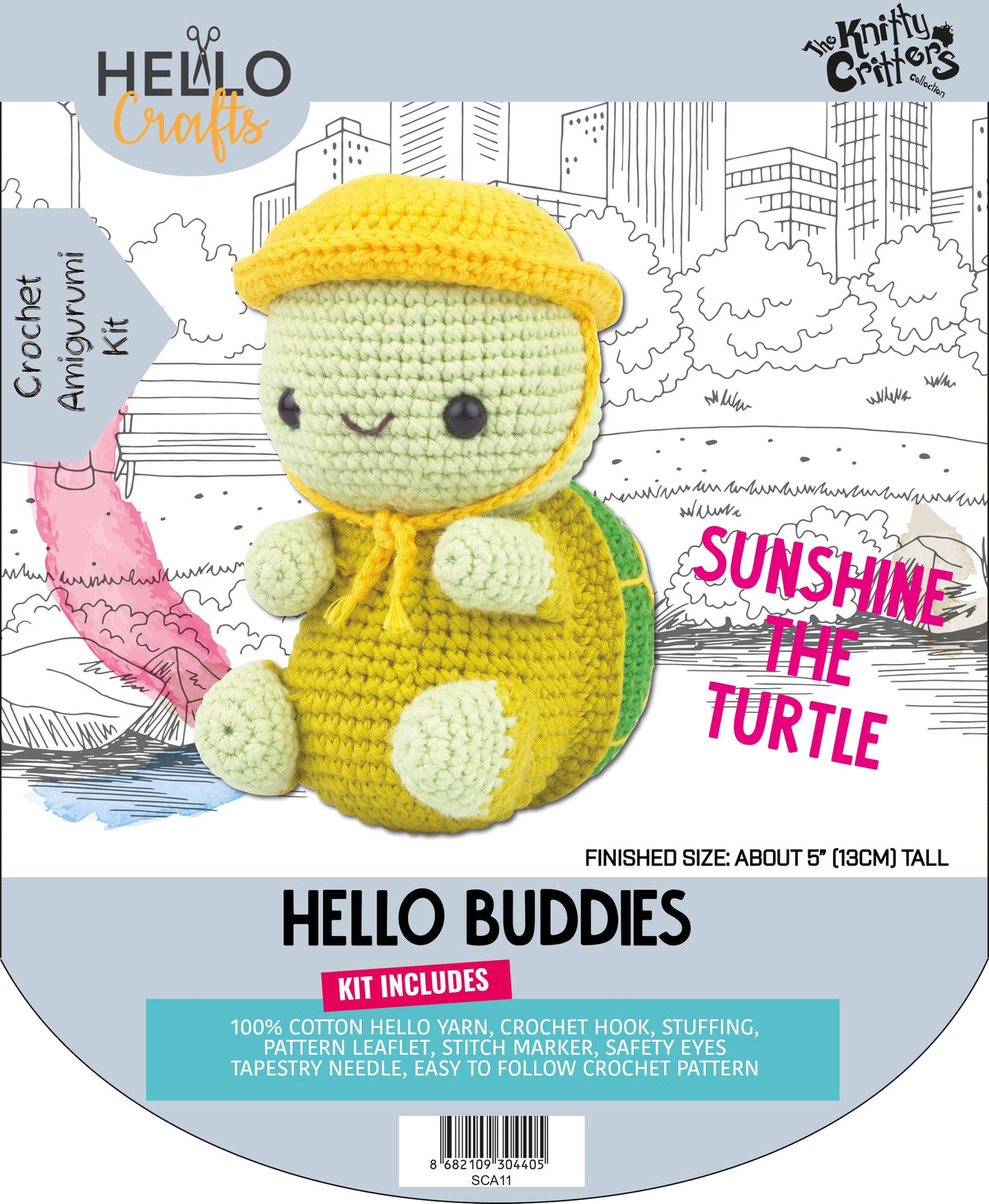 Knitty Critters - Hello Buddies - Sunshine The Turtle | DIY Amigurumi Crochet Kit