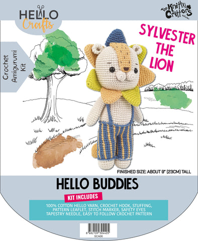 Knitty Critters - Hello Buddies - Sylvester The Lion | DIY Amigurumi Crochet Kit