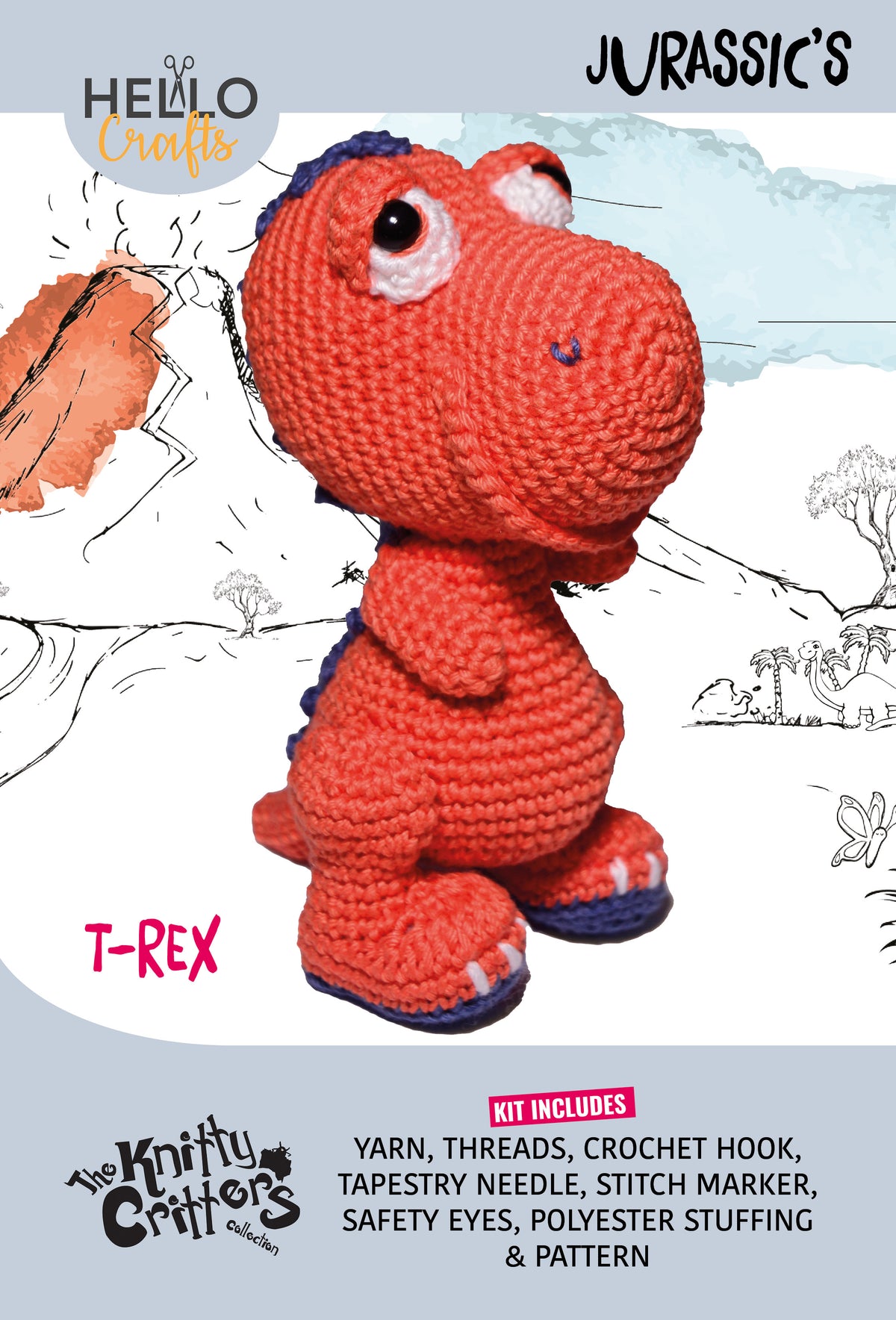 Knitty Critters - Jurassics - T-Rex | DIY Amigurumi Crochet Kit