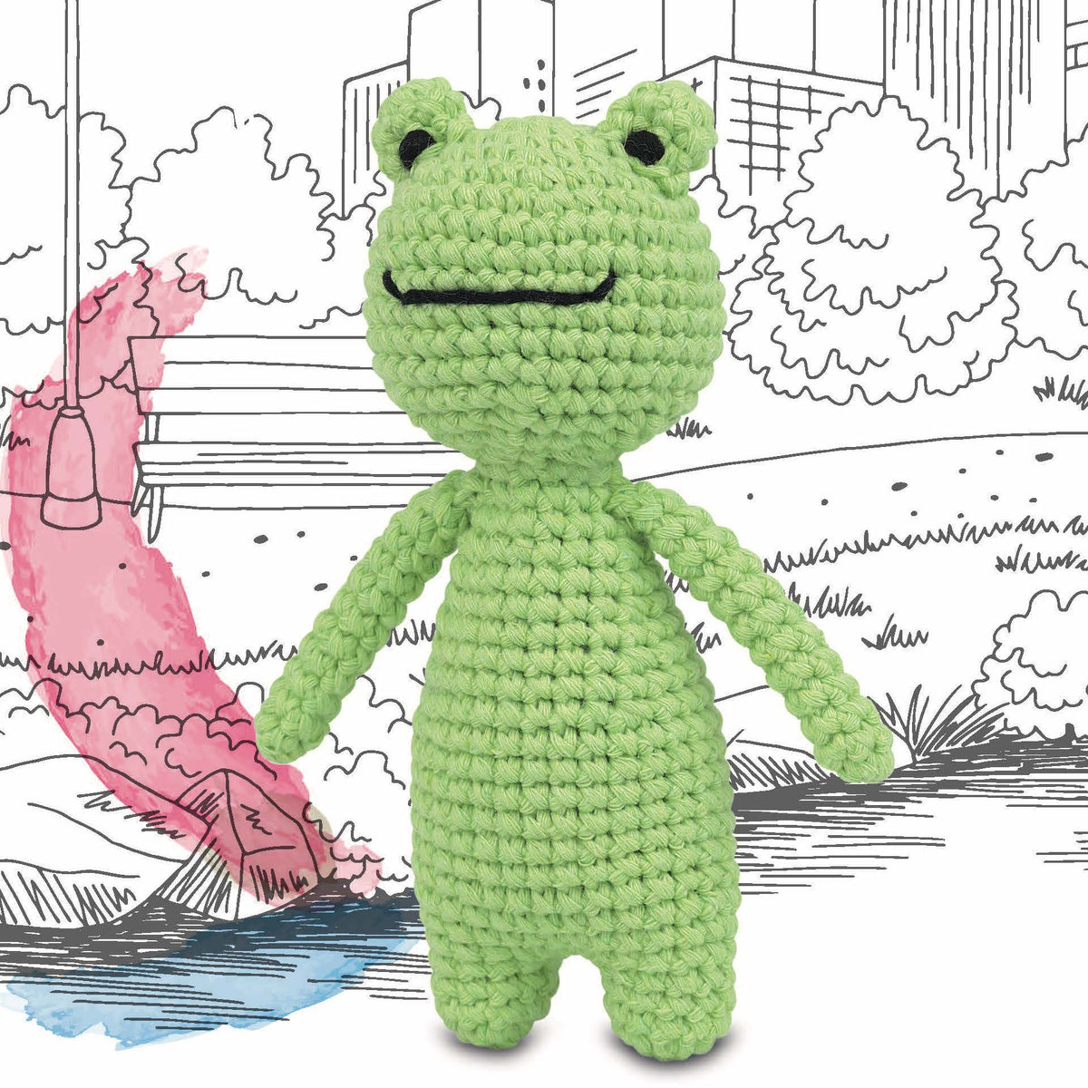 Knitty Critters - Pouch Pals I Trevor The Frog | DIY Amigurumi Crochet Kit