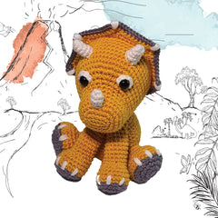 Knitty Critters - Jurassics - Triceratops | DIY Amigurumi Crochet Kit