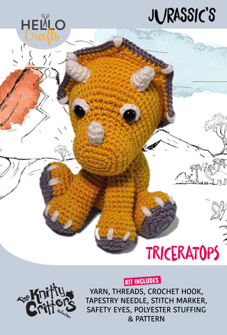 Knitty Critters - Jurassics - Triceratops | DIY Amigurumi Crochet Kit