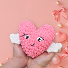 Knitty Critters - Lovies - Red/Pink Heart | DIY Amigurumi Crochet Kit