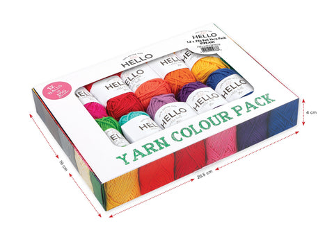 Hello Cotton Yarn - 12 x 25g Ball Collection | Vibrant Colours